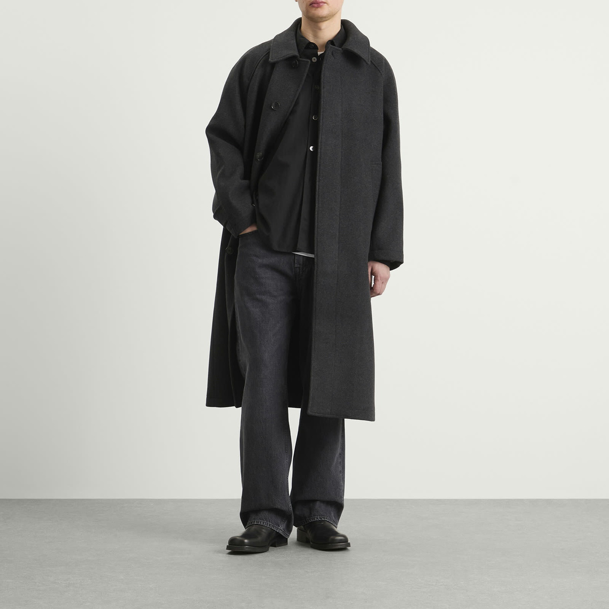 mfpen Men's Installation Coat in Grey Recycled Wool mfpen
