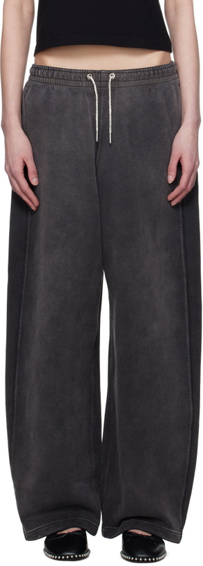 Photo: alexanderwang.t Gray Crystal Hotfix Drawcord Sweatpants