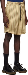 Dries Van Noten Khaki Striped Shorts