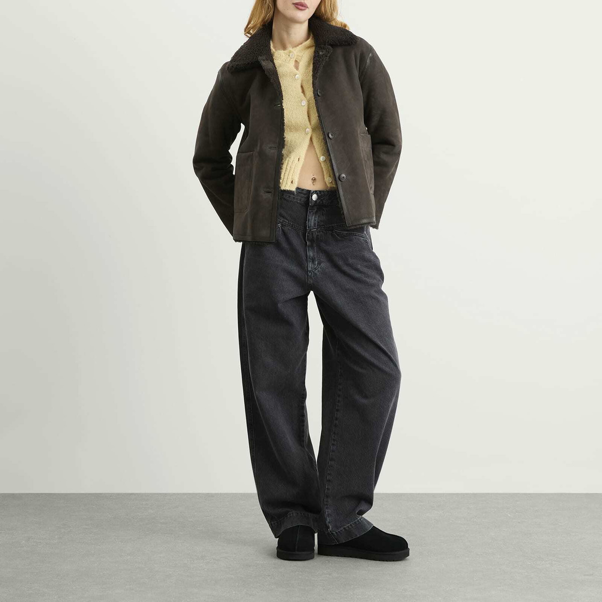 Closed Women's Shearling Jacket in Cosmic Grey