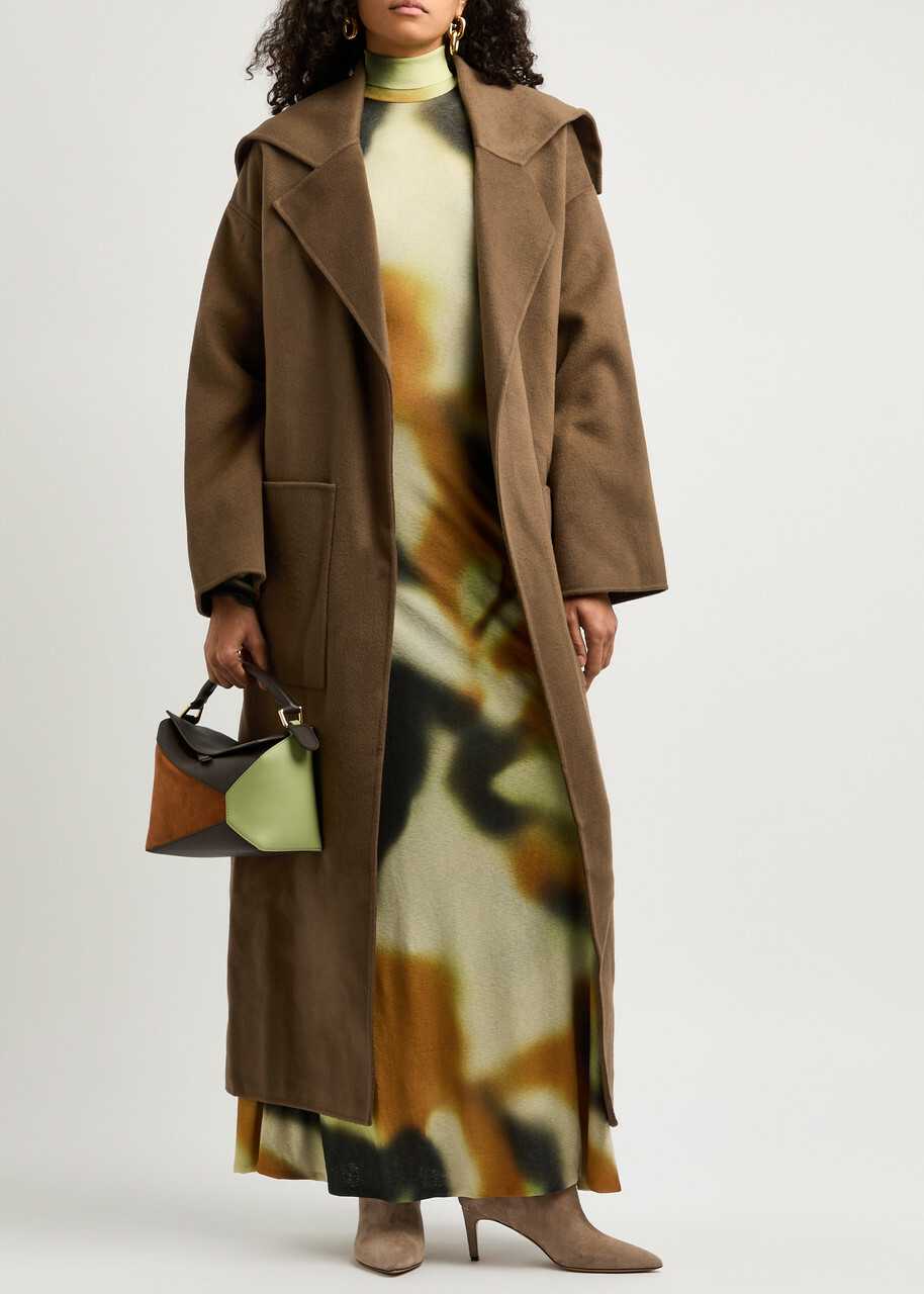 Nanushka Ruta Belted Wool-blend Coat Brown
