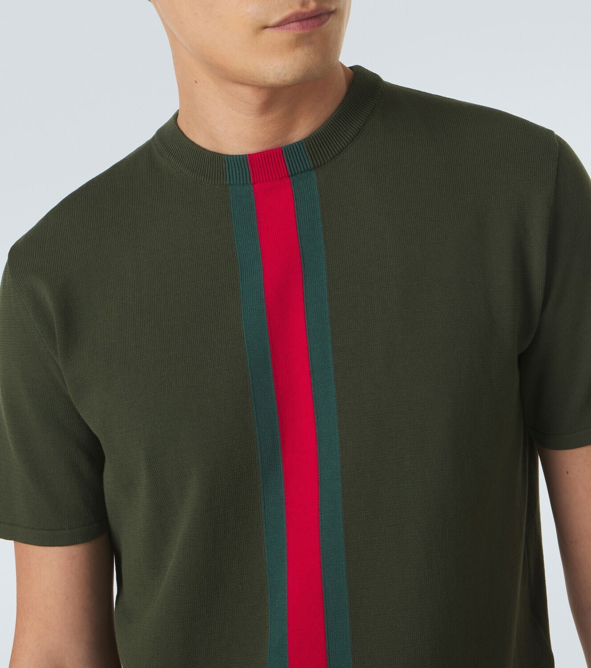 Gucci Web Stripe knitted cotton T-shirt