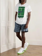 Nike Tennis - NikeCourt Victory Straight-Leg Logo-Embroidered Printed Dri-FIT Tennis Shorts - Blue