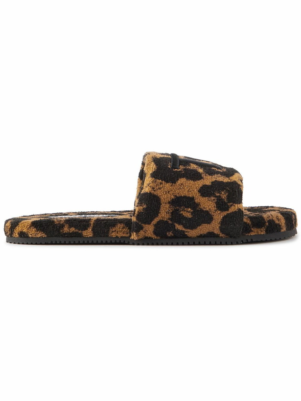 Photo: TOM FORD - Harrison Logo-Embroidered Leopard-Print Terry Sandals - Animal print