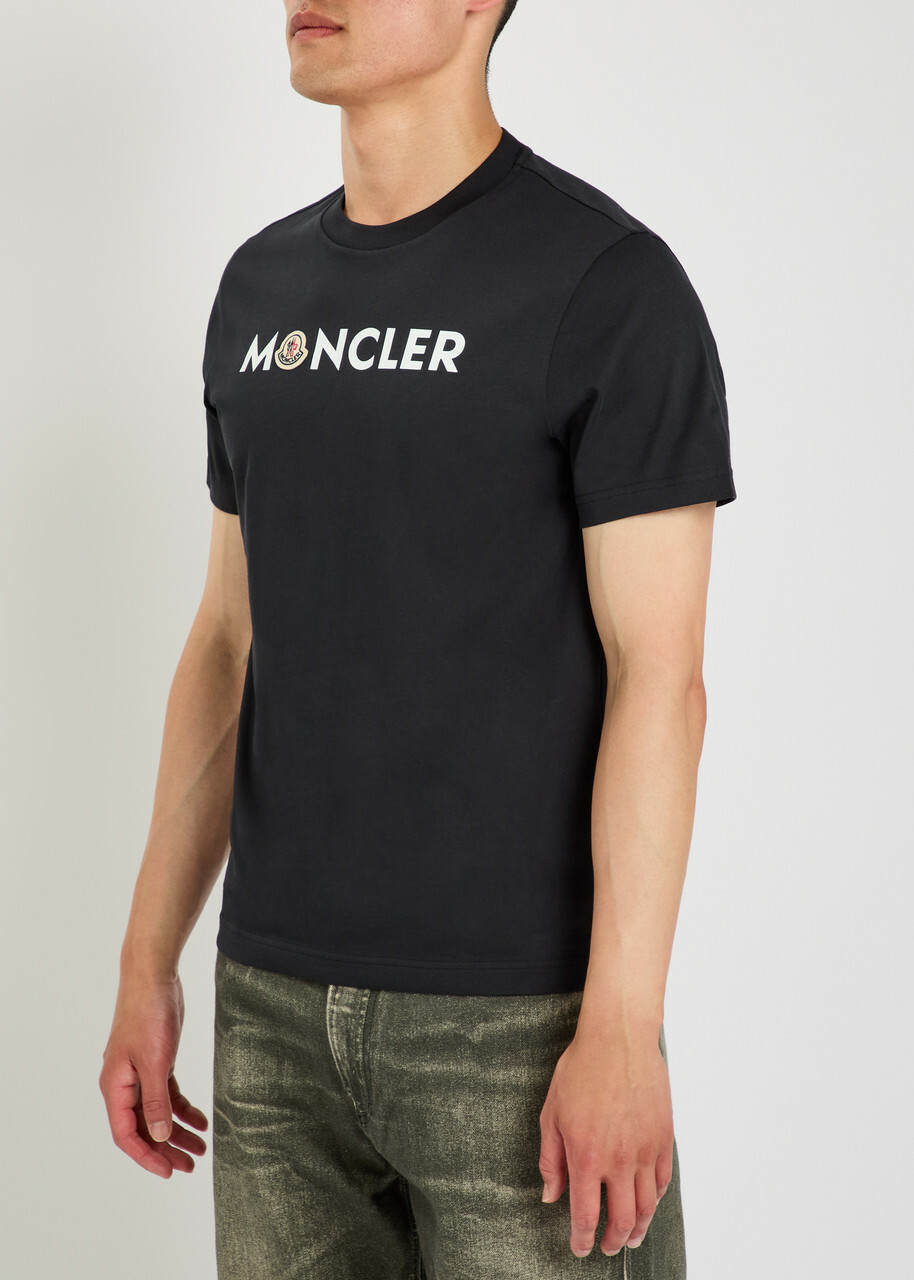 Moncler Logo-print and Appliquéd Cotton T-shirt Navy