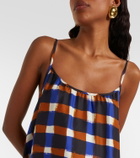 Asceno Napoli checked silk twill maxi dress