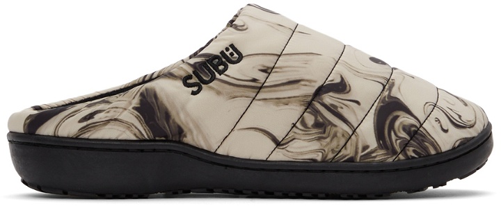 Photo: SUBU SSENSE Exclusive Black & Off-White Quilted Suminagashi Slippers