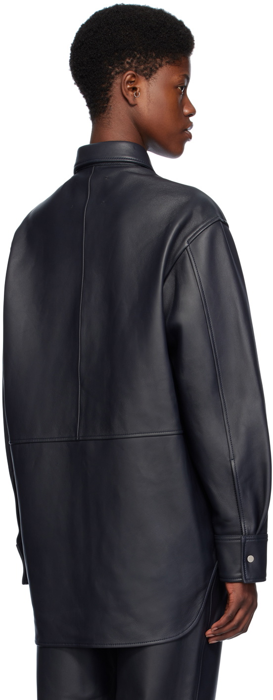 【関税込み】Studio Nicholson ブラック Santos レザーシャツ Studio Nicholson Black Santos Leather Shirt Studio Nicholson