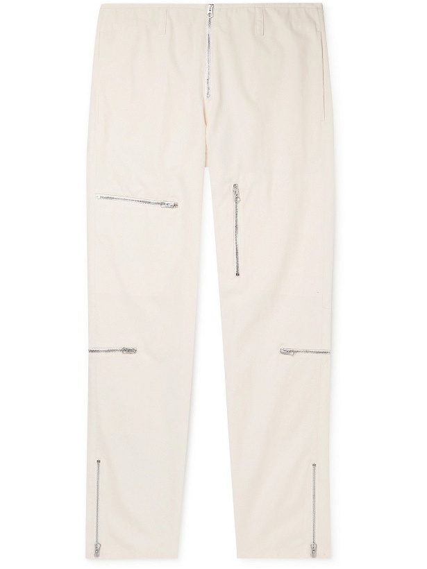 Photo: Jil Sander - Straight-Leg Zip-Detailed Cotton Trousers - Neutrals