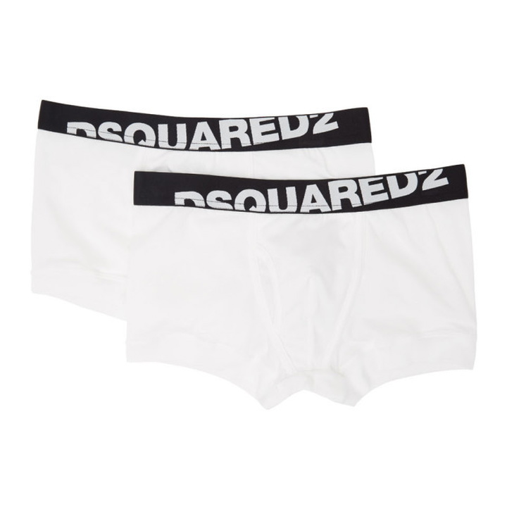 Photo: Dsquared2 Two-Pack White Logo Boxer Briefs