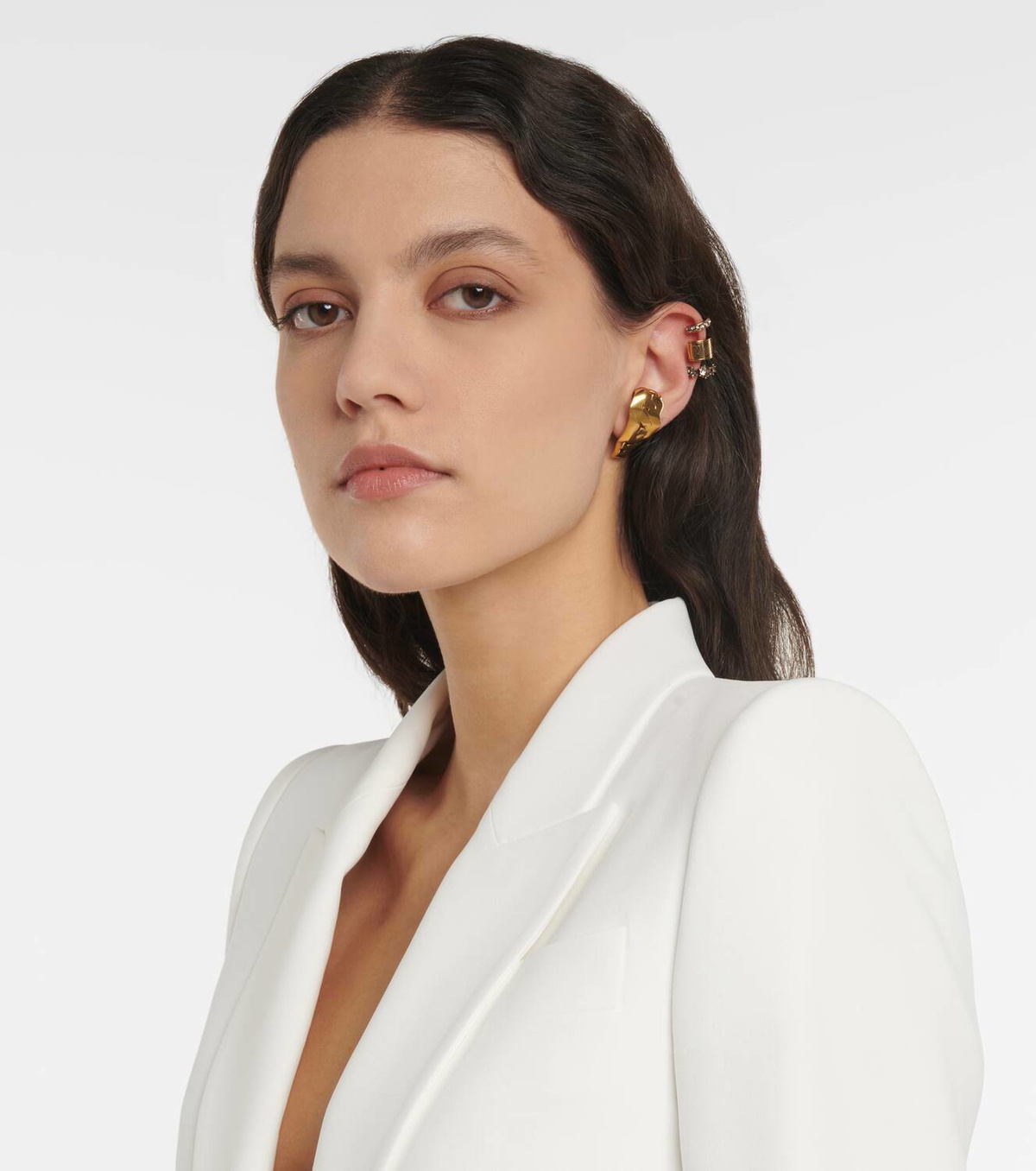 Alexander McQueen Triple Hoop embellished single ear cuff