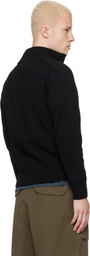 C.P. Company Black Compact Cotton Zipped Cardigan Sweater