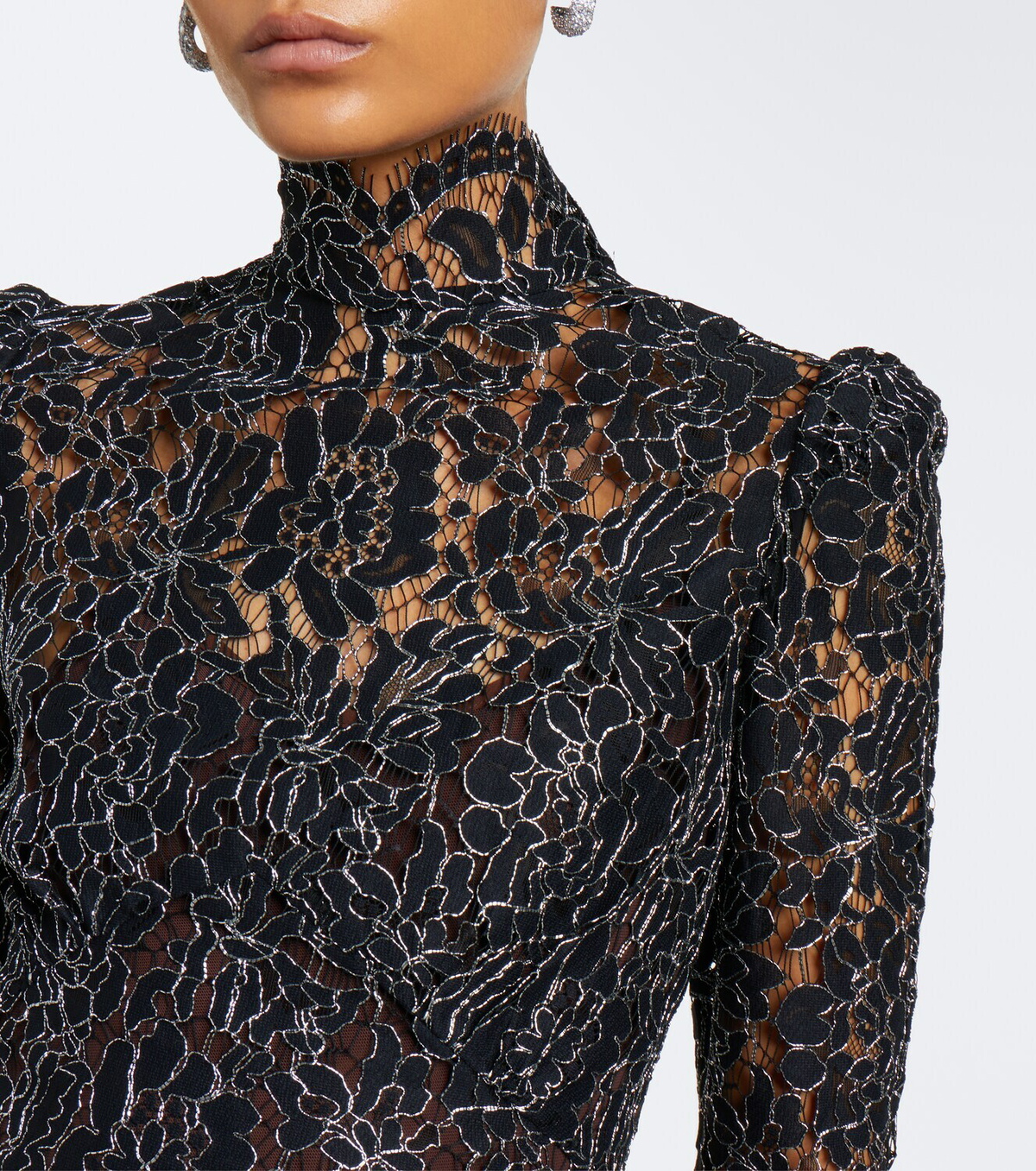 De La Vali Votiva lace lamé gown