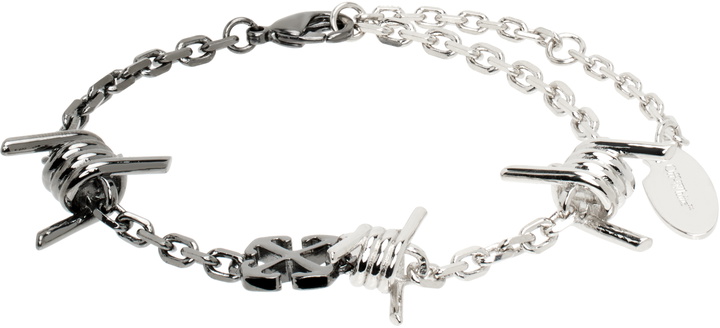 Photo: Off-White Silver & Gunmetal Barbed Wire Bracelet