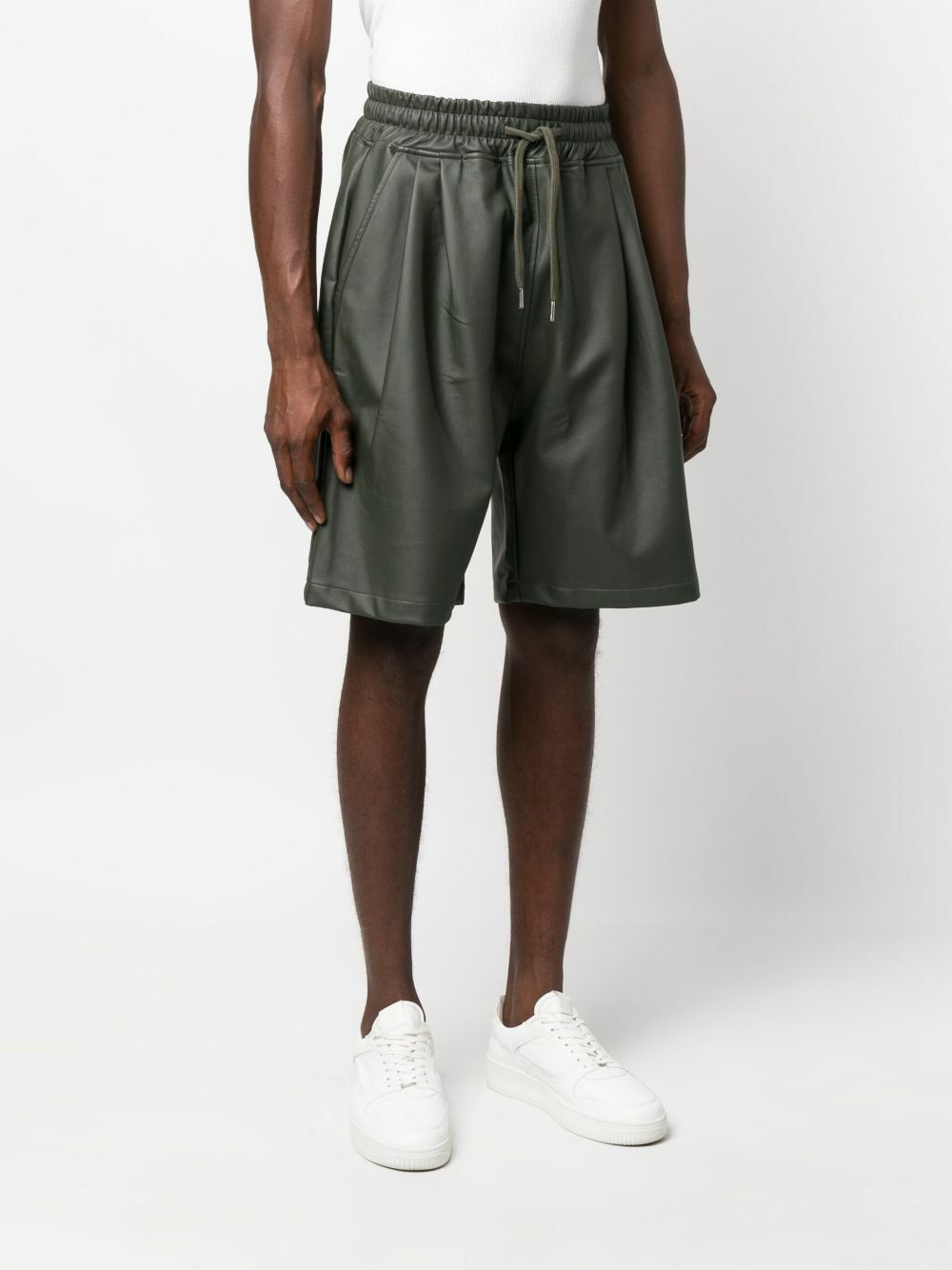 The Frankie Shop Green Jonas Faux Leather Shorts