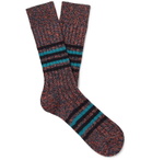 Pantherella - Phoenix Striped Mélange Recycled Cotton-Blend Socks - Orange