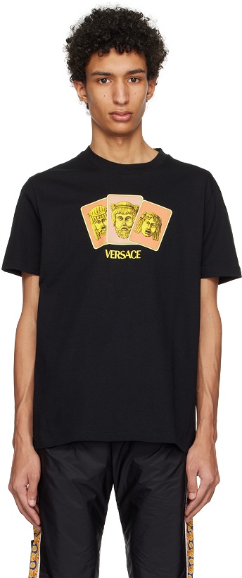 Photo: Versace Black 'Le Maschere' T-Shirt