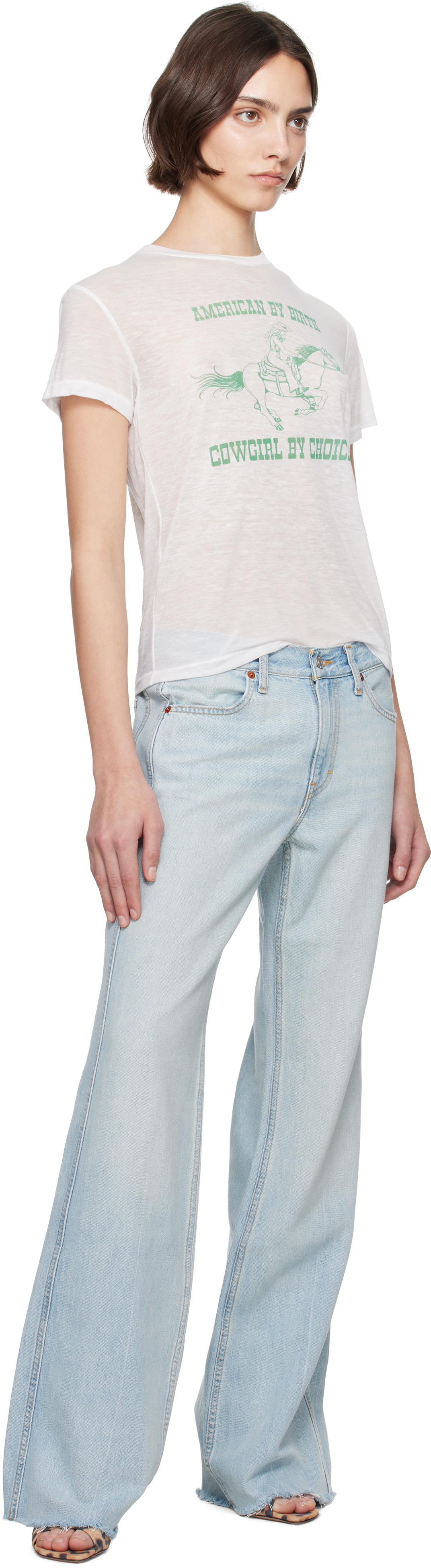 Re/Done White Classic Burnout 'Cowgirl' T-shirt