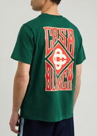 Casablanca Gothic Stacked Logo Cotton T-shirt Green