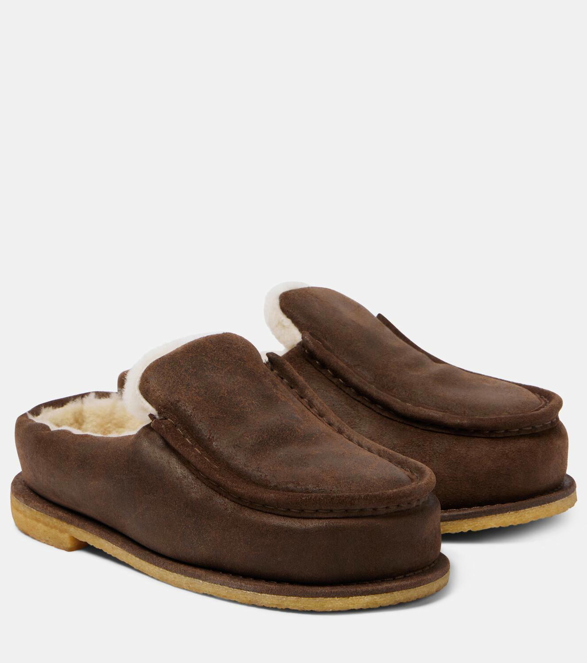 Men\'s JW Anderson Tan Shearling-Lined Suede Loafers Size 7 JW ANDERSON Shearling-lined suede loafers | NET-A-PORTER main image 4