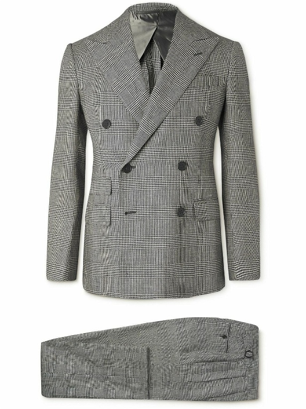 Photo: Ralph Lauren Purple label - Kent Double-Breasted Prince of Wales Checked Wool Suit Jacket - Gray