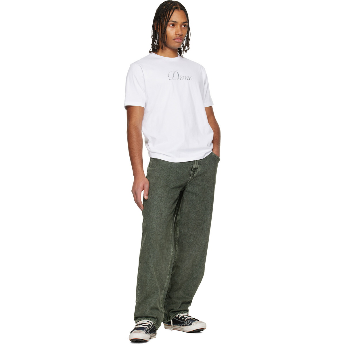 Dime White Cursive T-shirt