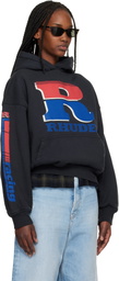 Rhude Black Split Petrol Logo Hoodie