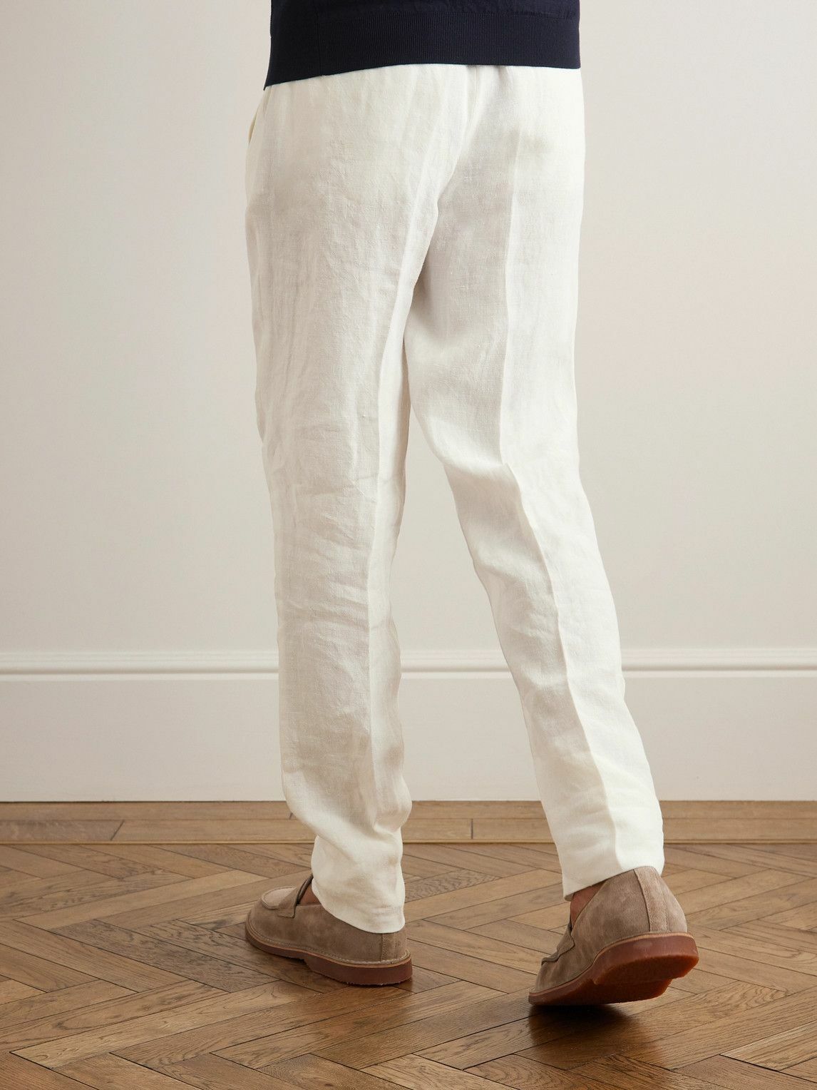 Lardini - Tapered Linen Drawstring Trousers - Neutrals Lardini