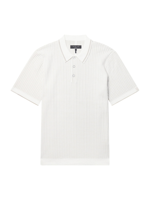 Photo: Rag & Bone - Harvey Ribbed Cotton-Blend Polo Shirt - White