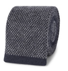 Brunello Cucinelli - 5.5cm Contrast-Tipped Mélange Knitted Cashmere Tie - Blue