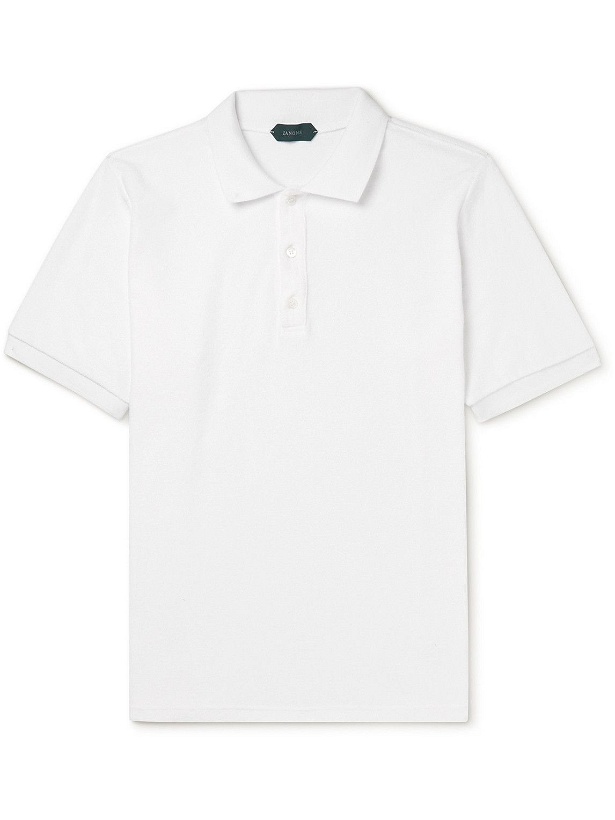 Photo: Incotex - Garment-Dyed Cotton-Terry Polo Shirt - White