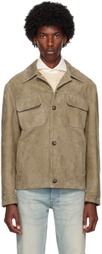 Lardini Taupe Paneled Leather Jacket