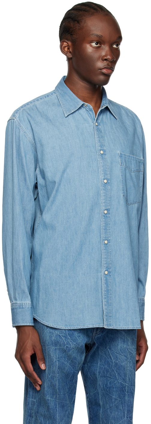 AURALEE Blue Super Light Denim Shirt Auralee