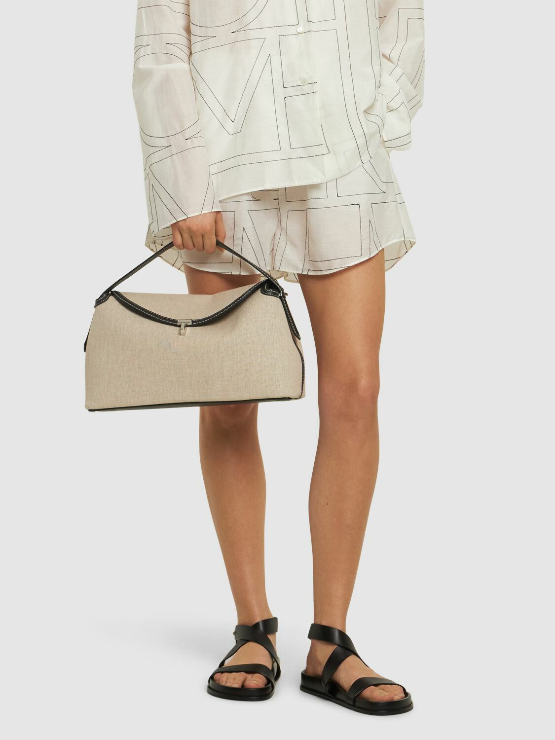【Toteme】T-Lock トップハンドルバッグ ベージュ 送料関税込 TOTEME T-lock Canvas Top Handle Bag Toteme
