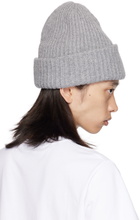 GANNI Gray Oversized Wool Rib Beanie