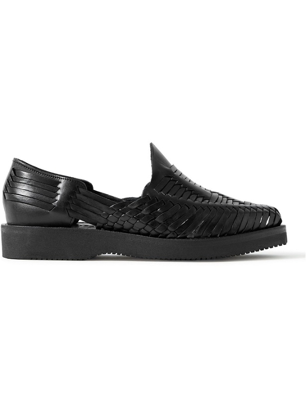Photo: Yuketen - Alejandro Woven Leather Huarache Sandals - Black
