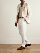 Brunello Cucinelli - Slim-Fit Pleated Linen Trousers - White