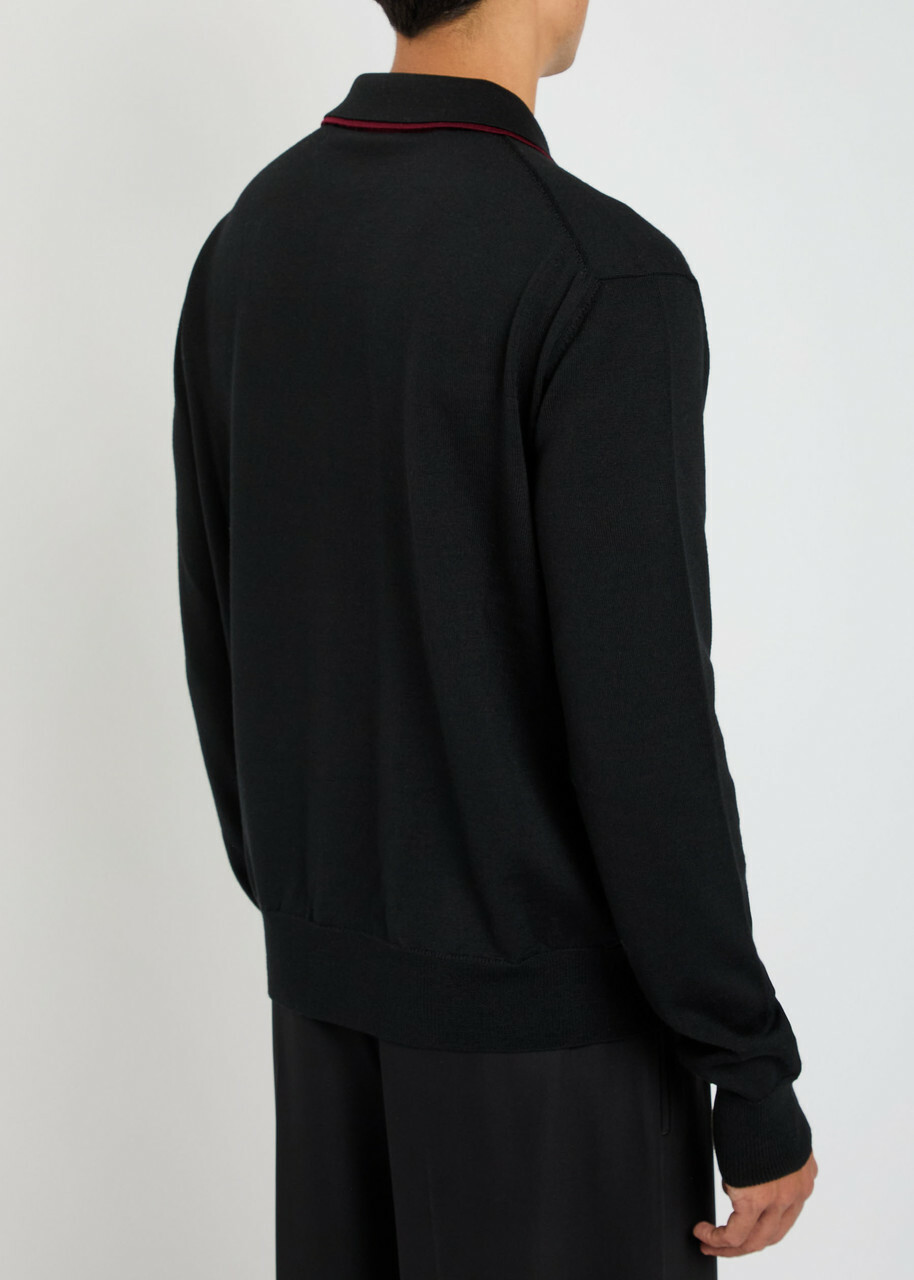 Jil Sander Wool Polo Shirt Black