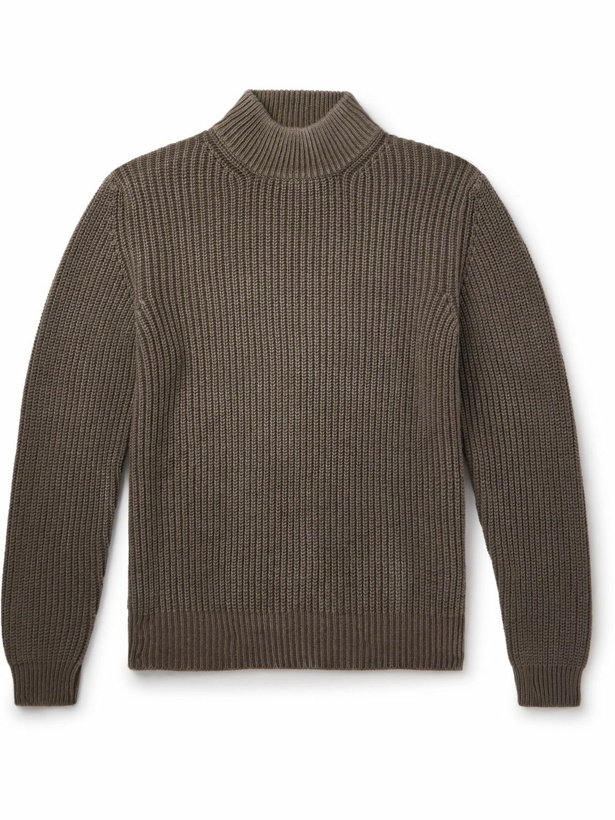 Photo: Agnona - Ribbed Cashmere Mock-Neck Sweater - Brown