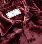 AMI - Crushed-Velvet Shirt - Burgundy