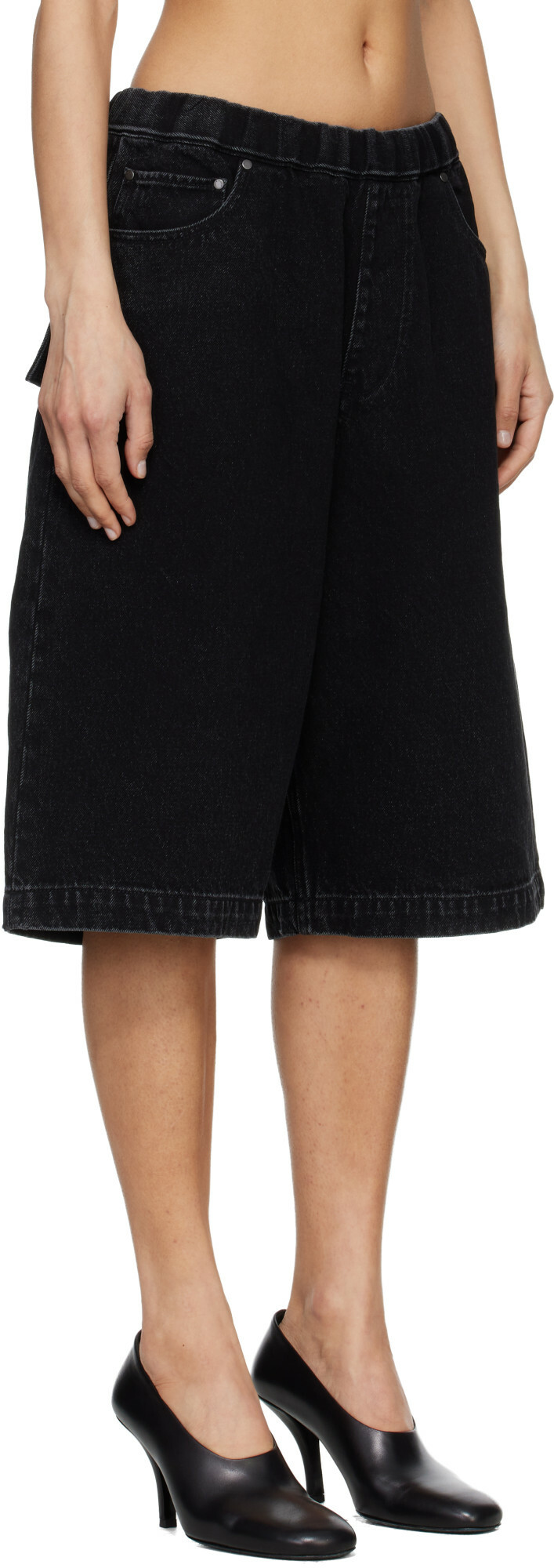 Entire Studios Black Spar Denim Shorts