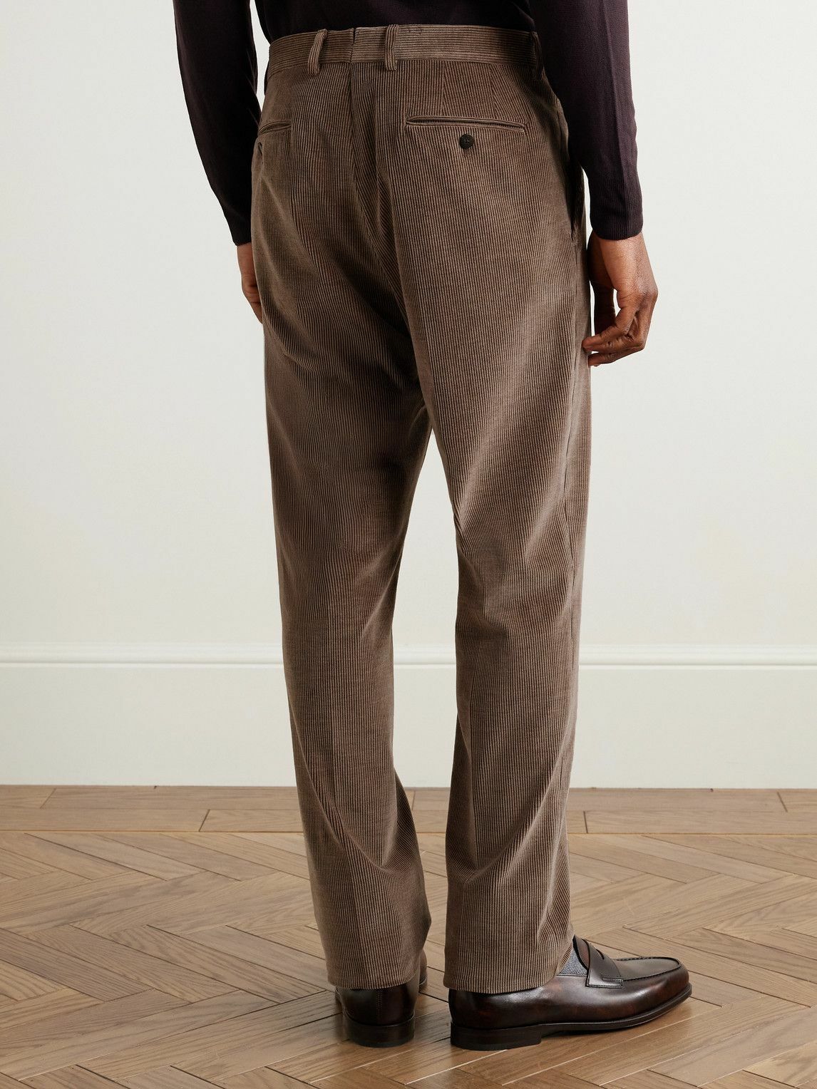 Caruso - Slim-Fit Straight-Leg Cotton-Blend Corduroy Suit Trousers - Brown