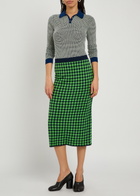 Guest In Residence Shrunken Patterned Cashmere Polo top Navy