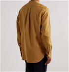 Beams F - Grandad-Collar Linen Shirt - Brown