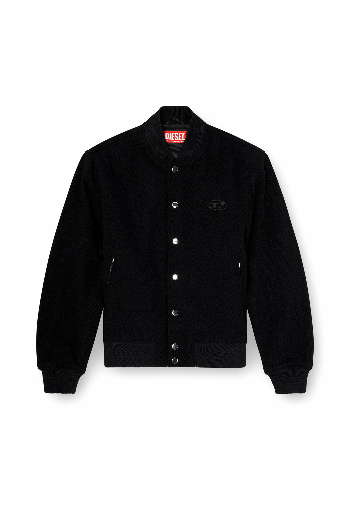 Diesel Bomber jacket in felted wool blend - Jackets Mens in Black