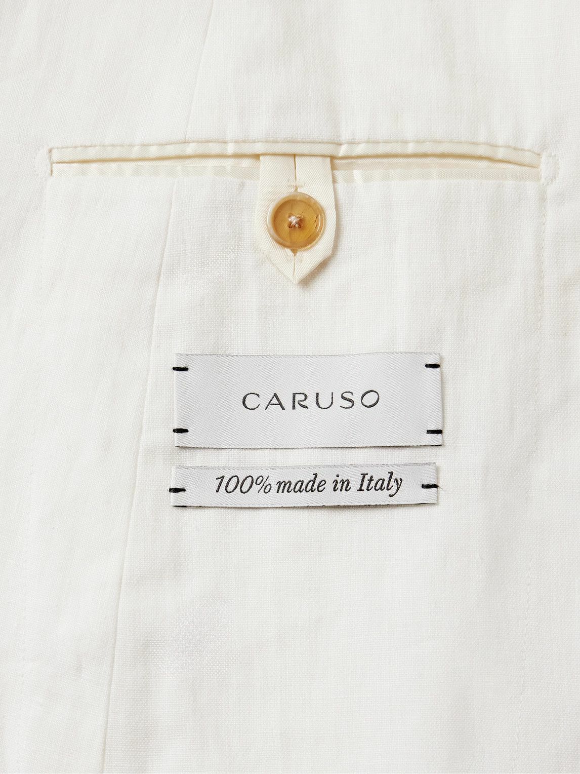 Caruso - Double-Breasted Linen Suit Jacket - White