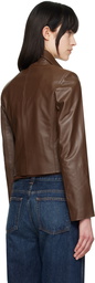 Nour Hammour Brown Bleeker Cropped Leather Jacket