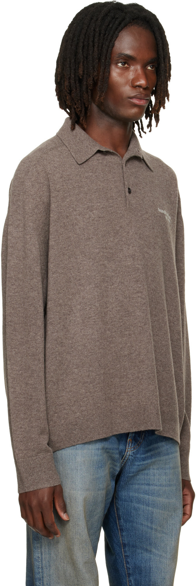 Acne Studios Brown Wool Knit Polo