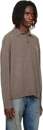 Acne Studios Brown Wool Knit Polo
