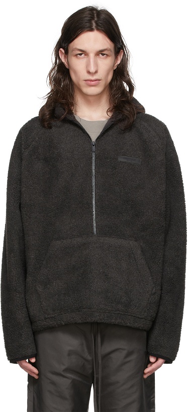 Photo: Fear of God ESSENTIALS Black Polyester Hoodie